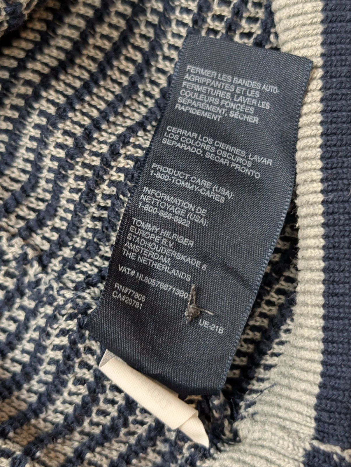Gilet Boutonné Tommy Hilfiger Rayé Bleu Marine & Gris - Taille XL (LG)