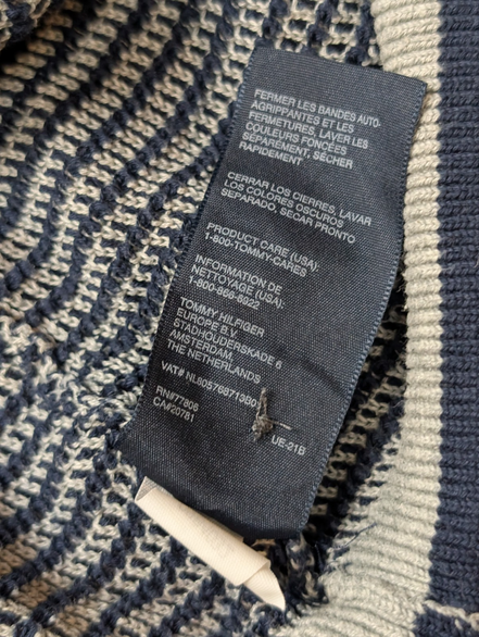 Gilet Boutonné Tommy Hilfiger Rayé Bleu Marine & Gris - Taille XL (LG)