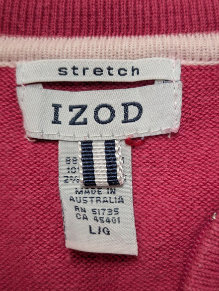 Pull Izod Rose Col Montant Zippé Stretch Coton Taille L
