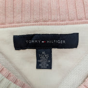 Pull Tommy Hilfiger Blanc Double Col Rose Coton Taille XL (XLTG) Homme/Femme