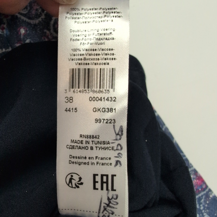 Robe La Redoute 38 Cache-Cœur Bleu Rose Paisley Brillante Neuve