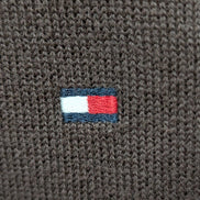 Pull Tommy Hilfiger Col V Marron Logo Brodé - Taille 3XL (XXL TG)