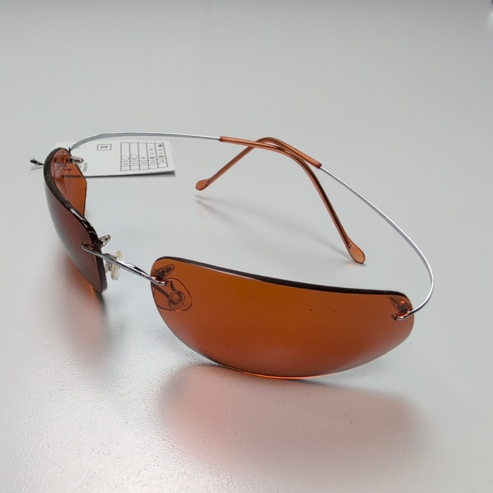Bar-On® Lunettes de Soleil Ambre Y2K Rimless Branches Métal Souple sans Charnièr