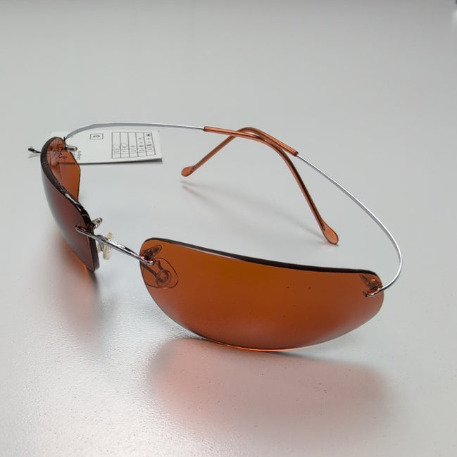 Bar-On® Lunettes de Soleil Ambre Y2K Rimless Branches Métal Souple sans Charnièr