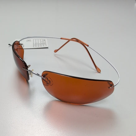 Bar-On® Lunettes de Soleil Ambre Y2K Rimless Branches Métal Souple sans Charnièr