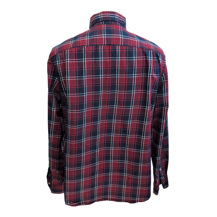 Chemise Chaps XL Bleu Marine Rouge Carreaux Custom Fit Logo Poche
