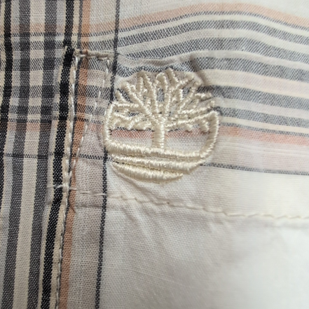 Chemise Manches Courtes Timberland Carreaux Marron et Blanc poche Taille M