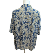 Chemise hawaïenne Breakwater taille XL bleu feuillage 100% rayonne Manches court