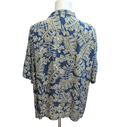 Chemise hawaïenne Breakwater taille XL bleu feuillage 100% rayonne Manches court