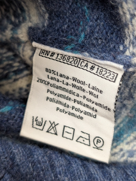 Pull KAPPA Laine Bleu et Vert à Rayures Motifs Hiver Femme Taille L