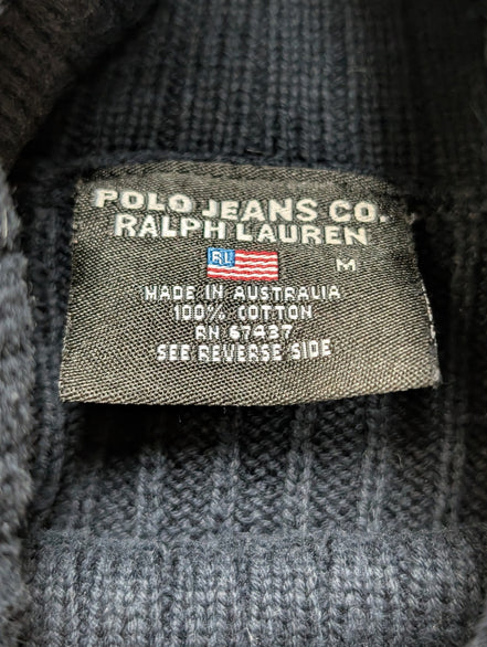 Pull Col Roulé Ralph Lauren Blanc Cassé & Marine - Drapeau USA - Taille M