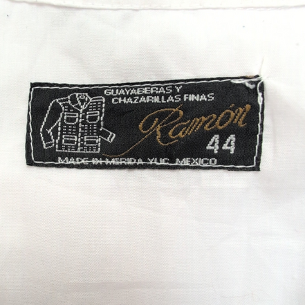 Chemise Hawaïenne Guayabera Ramon 44 XL Blanche 4 Poches Made in Mexico
