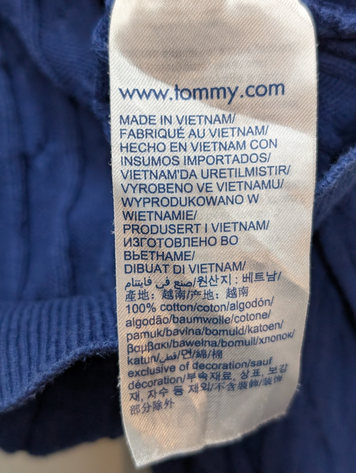 Pull Femme Tommy Hilfiger Bleu Électrique Torsadé - Taille 3XL