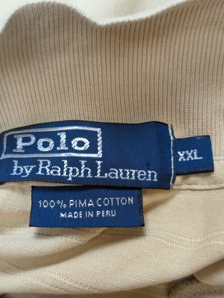 Polo manches courtes Polo Ralph Lauren XXL beige crème rayures coton Pima