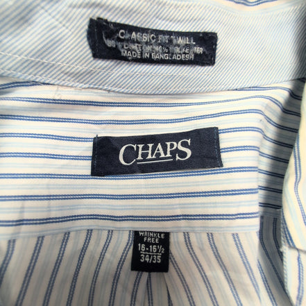 Chemise CHAPS blanche à rayures bleues taille M / L #145e