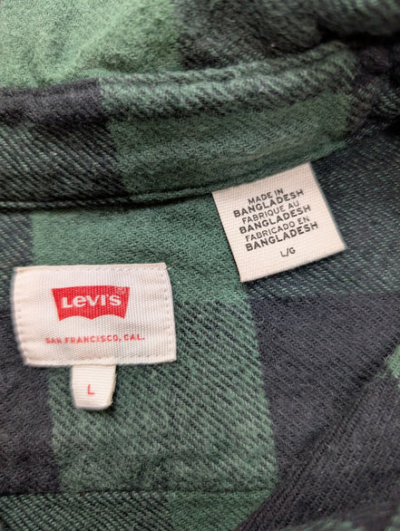 🔥 Chemise LEVI'S Flanelle Épaisse à Carreaux Vert et Noir Manches Longues T.L