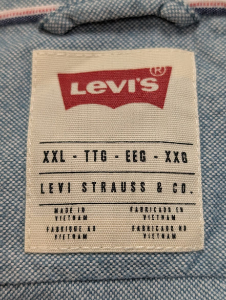 Chemise LEVI'S Flanelle XXL Vtg Coton Vert Pâle/Bleu Coupe Moderne