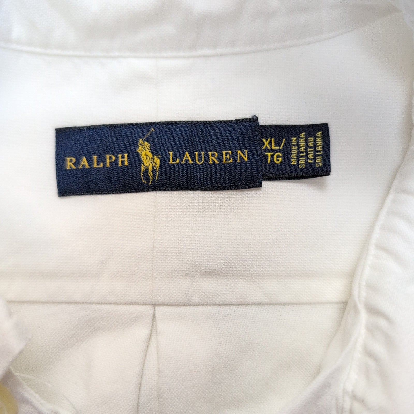 Chemise Ralph Lauren XL XXL Blanche Logo Marron Button Down Shirt