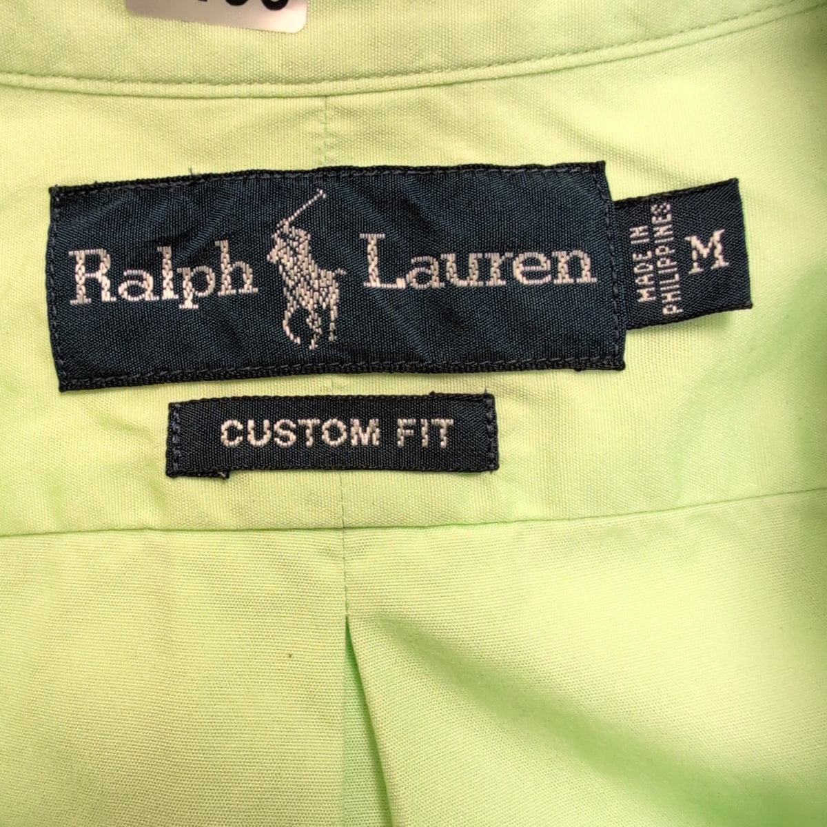 Chemise Ralph Lauren Custom Fit M Vert Pastel Logo Rose Manches Courtes