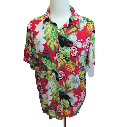 Chemise Hawaïenne Manches Courtes Viscose Ananas Perroquet Ohio L