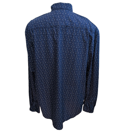 Chemise Tom Tailor Bleu Marine Motif Coton Manches Longues Taille XXL