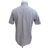 Chemise Nautica S carreaux bleu blanc rouge manches courtes logo rouge