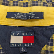 Chemise Tommy Hilfiger jaune à carreaux manches courtes taille L Vintage homme