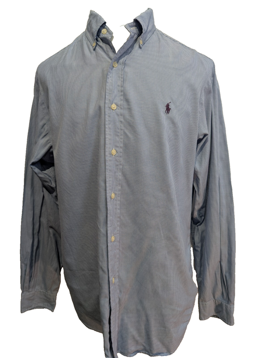 Ralph Lauren Chemise Classic Fit L Pied-de-poule Logo Bordeaux