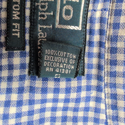 Chemise Polo Ralph Lauren M Flanelle Bleue Custom Fit Shirt Button Down Chaude