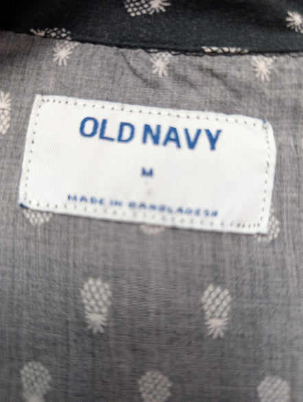 Chemise hawaïenne Old Navy noir et blanche ananas taille M