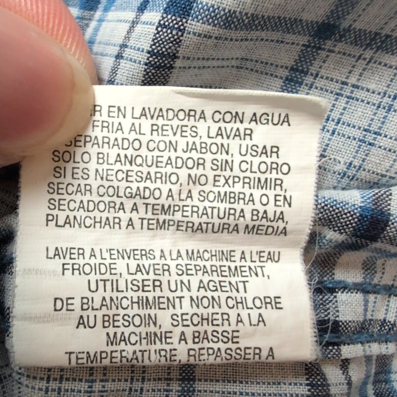 Chemise Wrangler Jeans Co Bleu à carreaux Taille L 100% Coton Manches courtes P