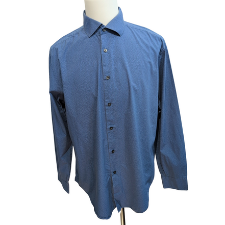 Chemise CALVIN KLEIN Slim Fit XL Bleu Motif Géométrique Stretch Coton