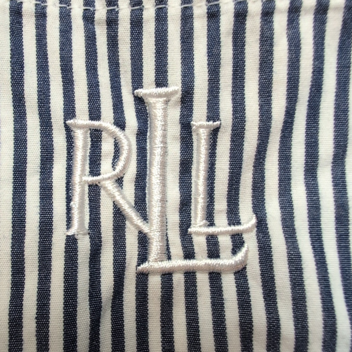Chemise Lauren Ralph Lauren Femme M Bleu Marine Rayée Coton Logo RLL