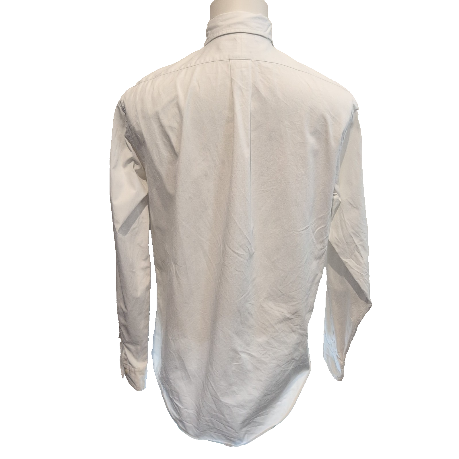 Chemise Ralph Lauren vintage M blanc uni logo bleu marine Made in Mauritius