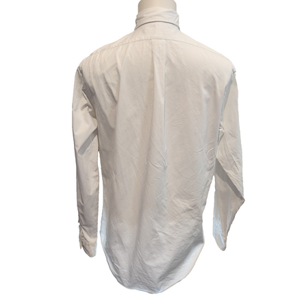 Chemise Ralph Lauren vintage M blanc uni logo bleu marine Made in Mauritius