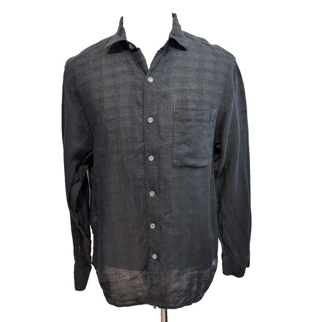 Chemise Hawaïenne Tommy Bahama Lin Noir Manches Longues L