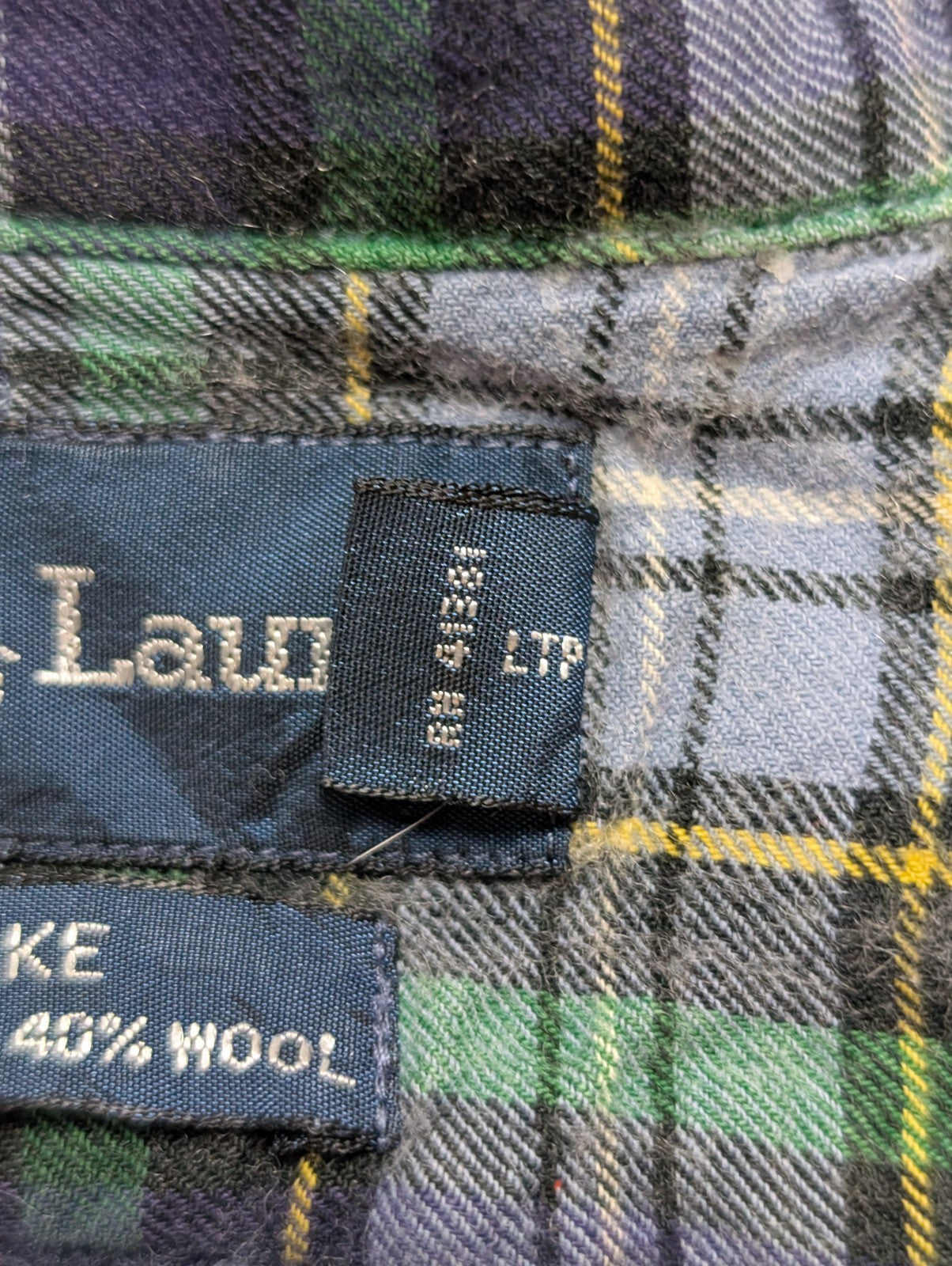 Ralph Lauren Chemise Homme M Vert Bleu Carreaux Flanelle Légère Blake