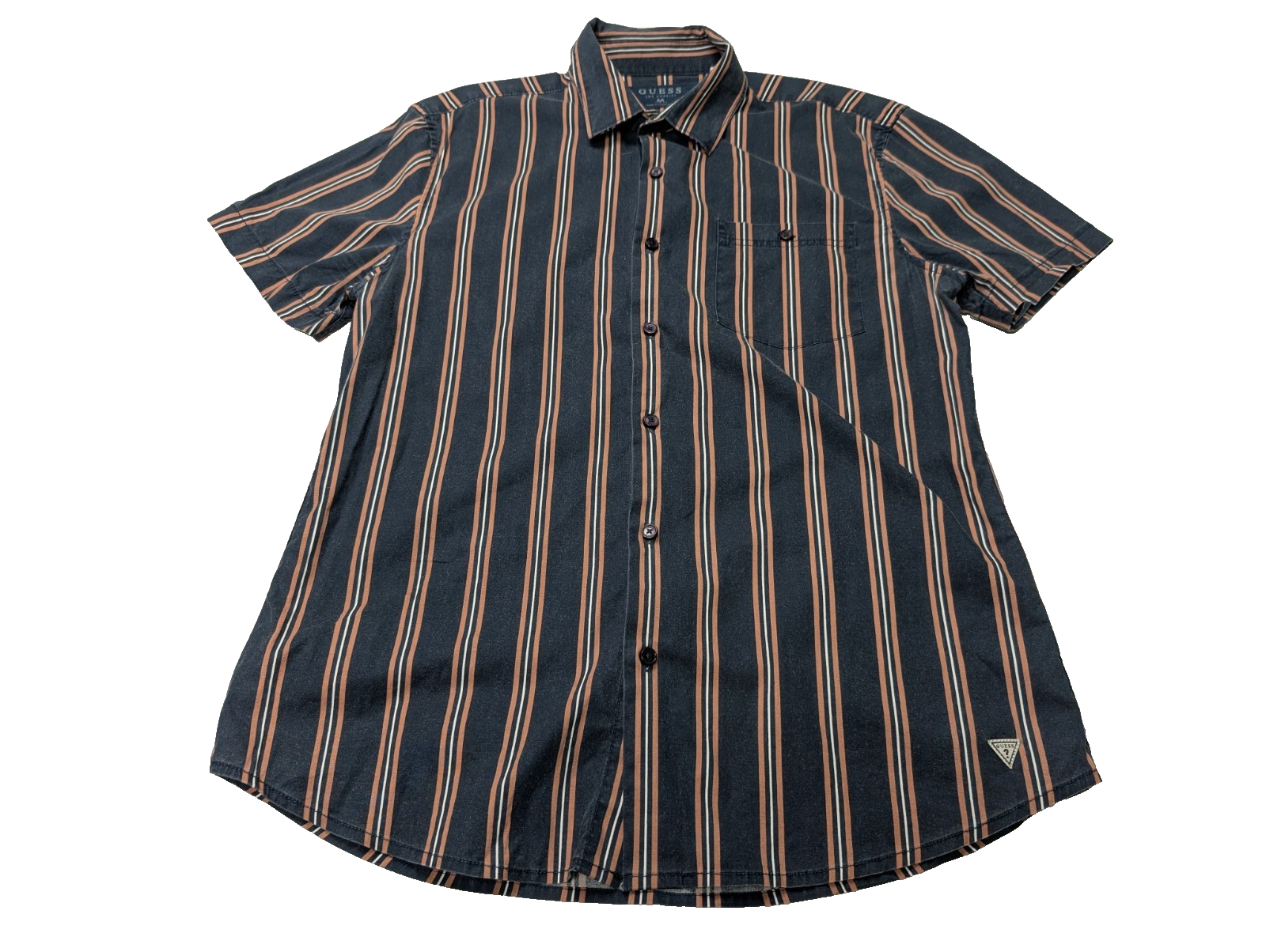 Chemise manches courtes Guess noir à rayures taille M #119msch