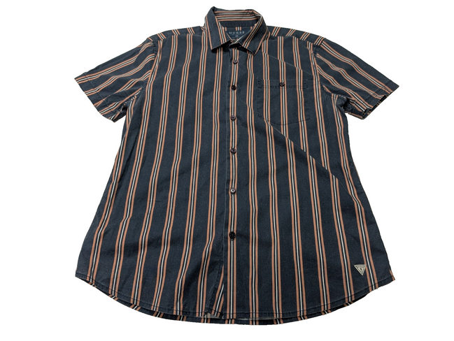 Chemise manches courtes Guess noir à rayures taille M #119msch