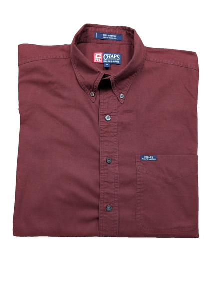 Chemise shirt Chaps Ralph Lauren M bordeaux coton manches longues button down
