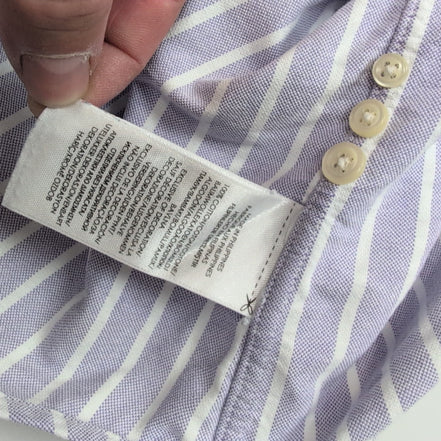 Chemise Ralph Lauren L violet rayures blanc Oxford logo marron coton