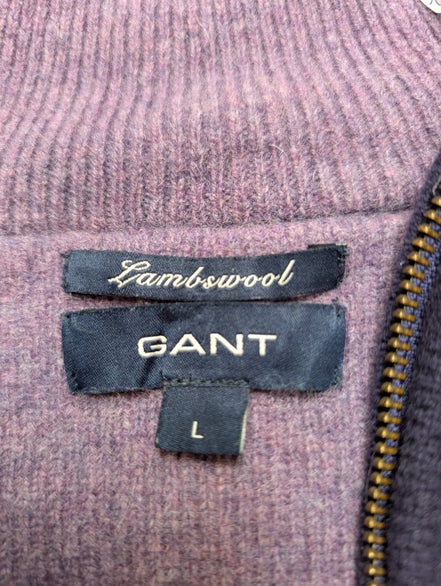 Pull Gant 100% Laine d'Agneau Col Zippé Coudières Femme M
