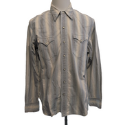 Chemise Polo Ralph Lauren L Western Oxford Rayures Bleu Blanc Boutons en pierre