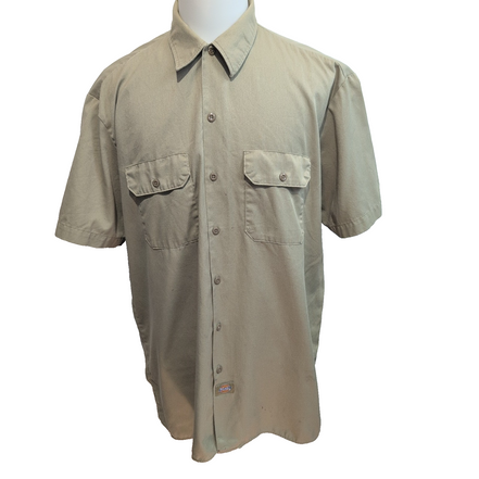 Chemise Dickies XL Kaki Clair 2 Poches Manches Courtes Workwear