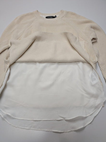 Pull Lauren Ralph Lauren Femme Blanc Crème Doublé Coton Taille M Excellent État