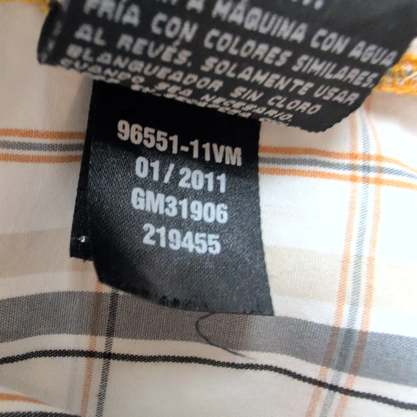 Chemise Harley-Davidson L Carreaux Blanc Cassé Logo Brodé manches courtes