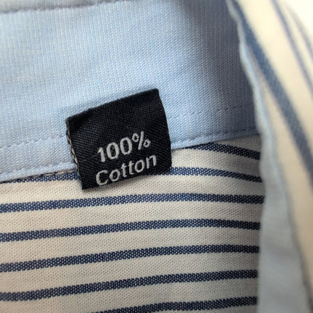 Chemise Nautica XL Bleu Rayures 100% Coton Poche Manches Longues
