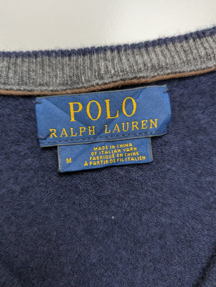 Pull Polo Ralph Lauren Bleu Marine - 100% Laine Mérinos Italienne - Taille M