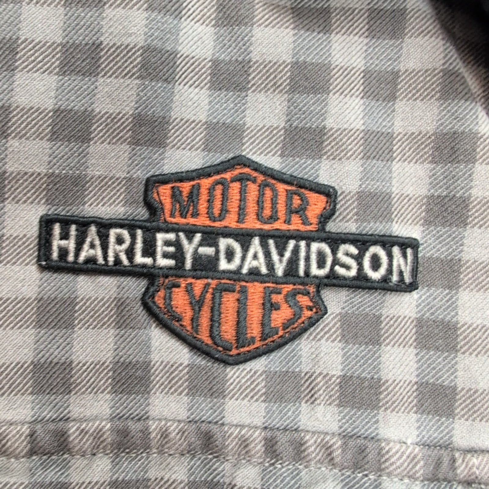 Chemise Harley Davidson Flanelle L Carreaux Gris Marron Manches Courtes