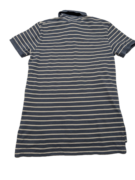Polo manches courtes Polo Ralph Lauren M bleu rayures écrues logo jaune Custom 